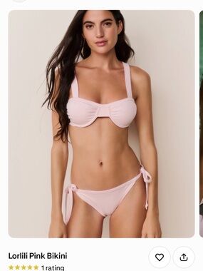 LoveShackFancy Light Pink Underwire Tie-Side Bikini Set